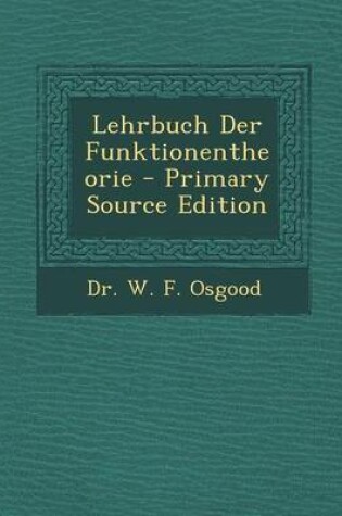 Cover of Lehrbuch Der Funktionentheorie