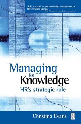 Book cover for Managing for Knowledge - HR's Strategic Role