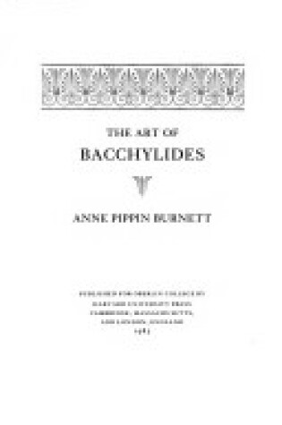 Cover of The Art of Bacchylides