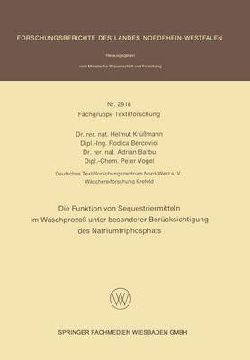 Book cover for Funktion Von Sequestriermitteln Im Waschprozess Unter Besonderer Berucksichtigung Des Natriumtriphosphats