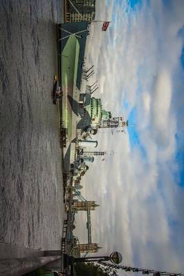 Book cover for A British Warship on the Thames River in London, England