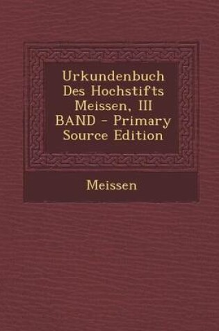 Cover of Urkundenbuch Des Hochstifts Meissen, III Band - Primary Source Edition