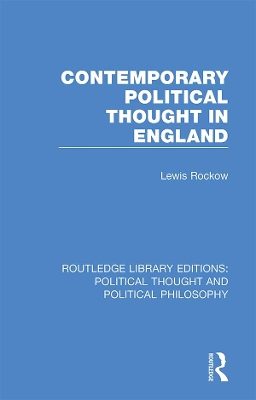 Book cover for Contemporary Political Thought in England