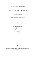 Book cover for Sketches of Some Booksellers at the Time of Dr.Samuel Johnson