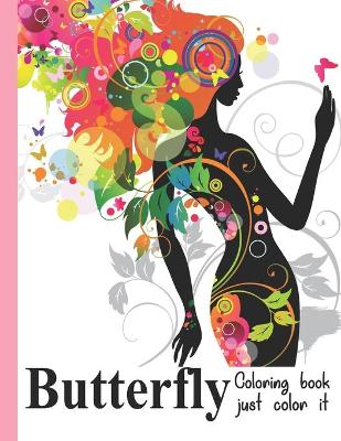 Book cover for Butterfly coloring book just color it