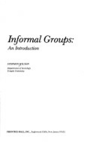 Cover of Informal Groups