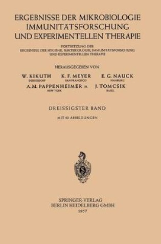 Cover of Ergebnisse Der Mikrobiologie, Immunitatsforschung Und Experimentellen Therapie