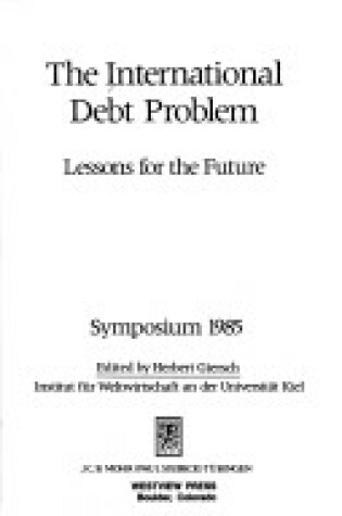 Cover of Intl Debt/ Avail.hc.only! Lessons For The Future