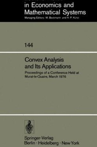 Cover of Convex Analysis and Its Applications