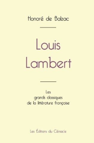 Cover of Louis Lambert de Balzac (édition grand format)