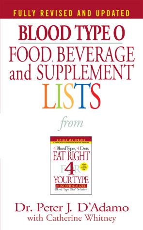 Book cover for Blood Type O Food, Beverage and Supplement Lists