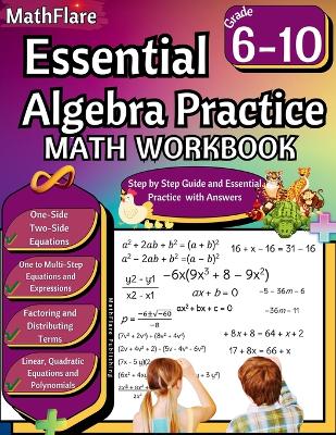 Book cover for Essential Algebra Practice Workbook 7th to 10th Grade