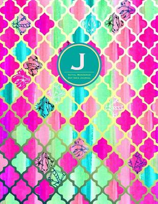 Book cover for Initial J Monogram Journal - Dot Grid, Moroccan Pink Green