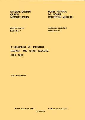 Cover of Checklist of Toronto cabinet and chair makers, 1800-1865