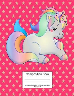 Book cover for Composition Book 100 Sheets/200 Pages/8.5 X 11 In. College Ruled/ Rainbow Unicorn Hearts