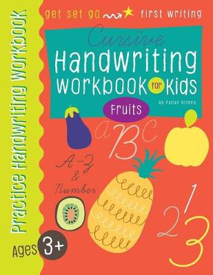 Book cover for Cursive handwriting workbook for Kids with Fruits