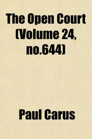 Cover of The Open Court (Volume 24, No.644)