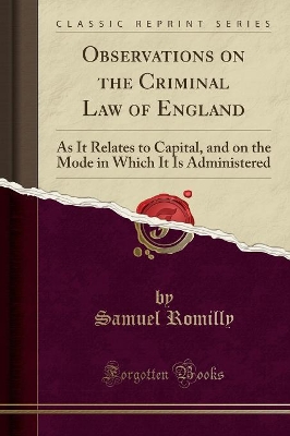 Book cover for Observations on the Criminal Law of England