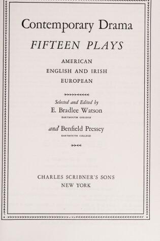 Cover of Contemporary Drama, Fifteen Plays