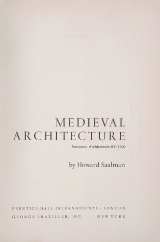 Cover of Mediaeval Architecture