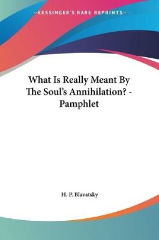 Cover of What Is Really Meant By The Soul's Annihilation? - Pamphlet