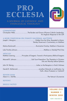 Cover of Pro Ecclesia Vol 17-N1