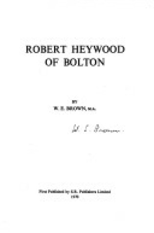 Cover of Robert Heywood of Bolton