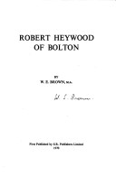 Book cover for Robert Heywood of Bolton