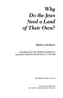 Book cover for Why Do the Jews Need a Land of Their Own?