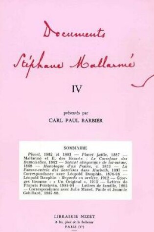 Cover of Documents Stephane Mallarme IV