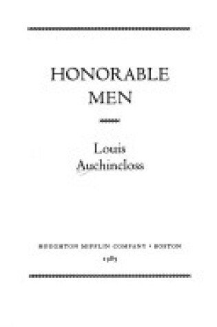Cover of Honorable Men (HB)