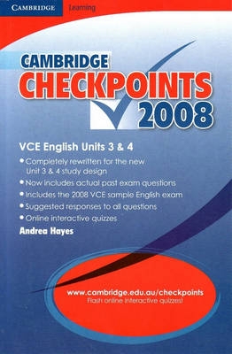 Book cover for Cambridge Checkpoints VCE English Units 3 and 4 2008