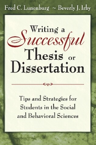 Cover of Writing a Successful Thesis or Dissertation