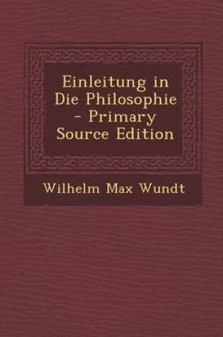 Cover of Einleitung in Die Philosophie