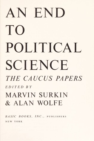 Cover of End to Political Science