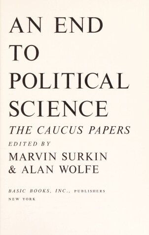 Book cover for End to Political Science