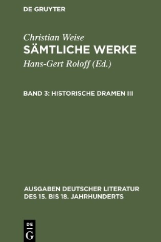 Cover of Historische Dramen III