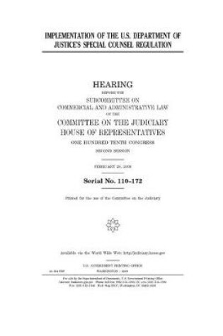 Cover of Implementation of the U.S. Department of Justice's special counsel regulation