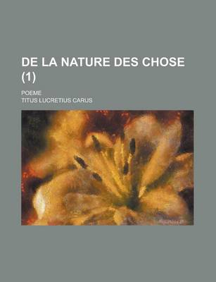 Book cover for de La Nature Des Chose (1); Poeme