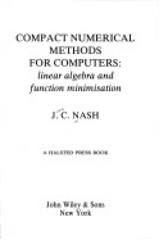 Cover of Nash: Compact Numerical Methods for *Com