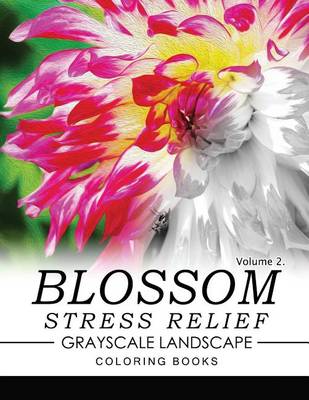 Book cover for Blossom Stress Relief Grayscale Landscape Coloring Books Volume 2