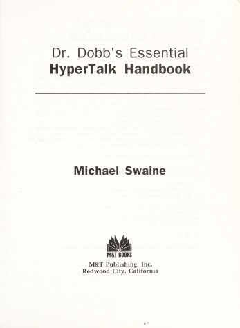 Book cover for Dr. Dobbs Essentials Hypertalk Handbook