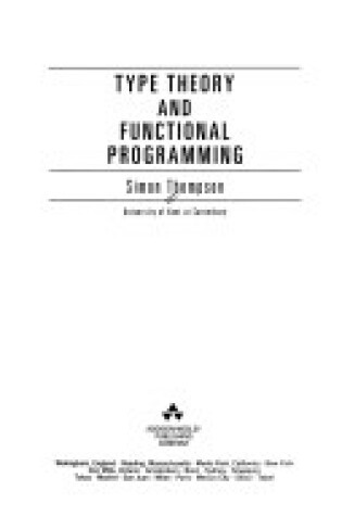 Cover of Constructive Type Theory and Functional Programming