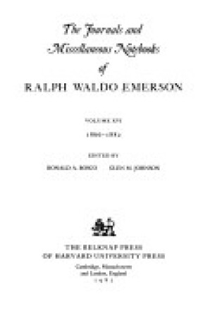 Cover of Journals and Miscellaneous Notebooks of Ralph Waldo Emerson