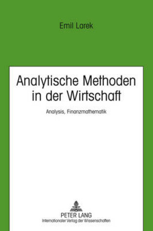 Cover of Analytische Methoden in der Wirtschaft