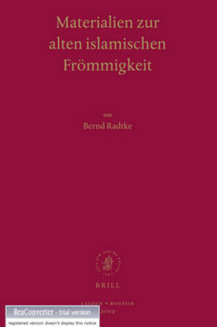 Cover of Materialien zur alten islamischen Froemmigkeit