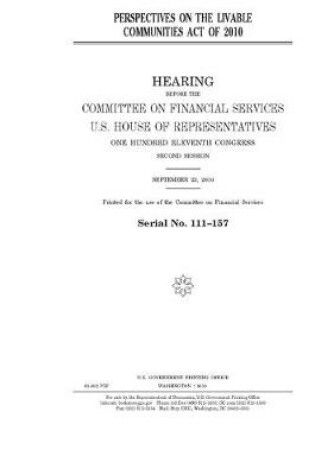 Cover of Perspectives on the Livable Communities Act of 2010