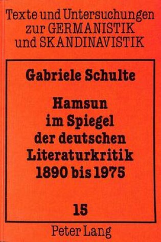 Cover of Hamsun Im Spiegel Der Deutschen Literaturkritik, . 1890 Bis 1975