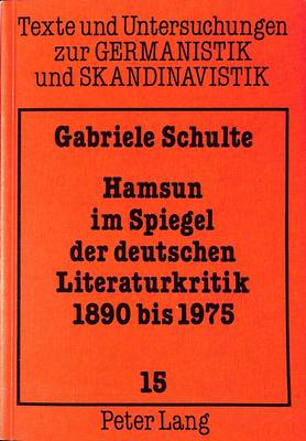 Cover of Hamsun Im Spiegel Der Deutschen Literaturkritik, . 1890 Bis 1975