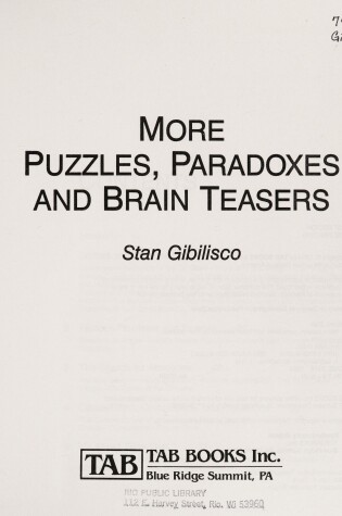 Cover of More Puzzles Paradoxes/Brain Teasers H/C